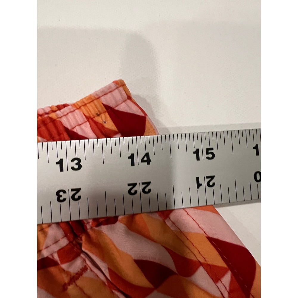 Laguna Mens Medium Swim Trunks Orange Geometric Chevron 7‎ In Lined Board Shorts - Picture 6 of 6